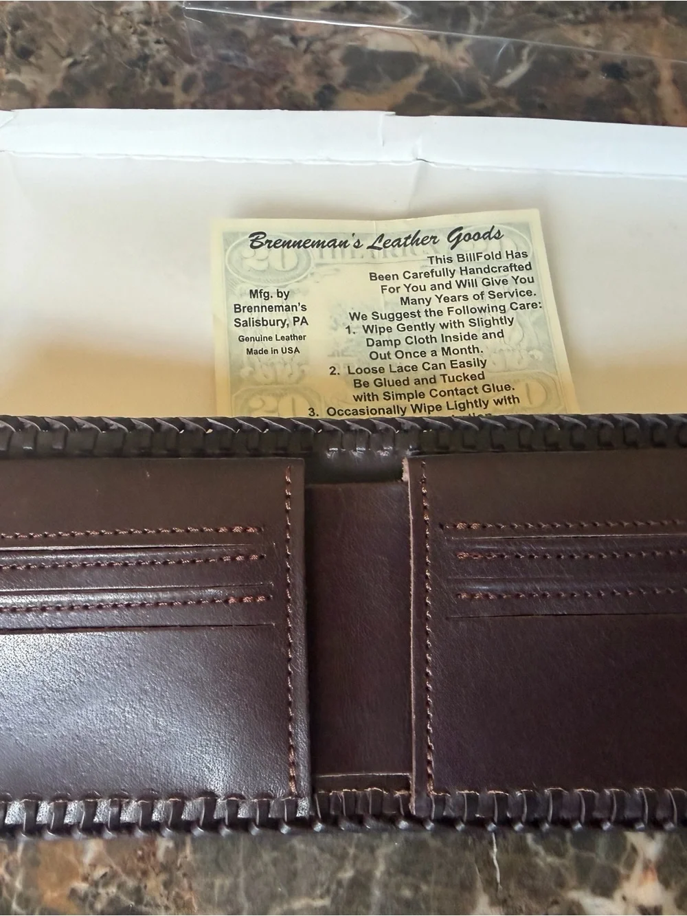 Hand-Tooled Brown Leather Money Clip